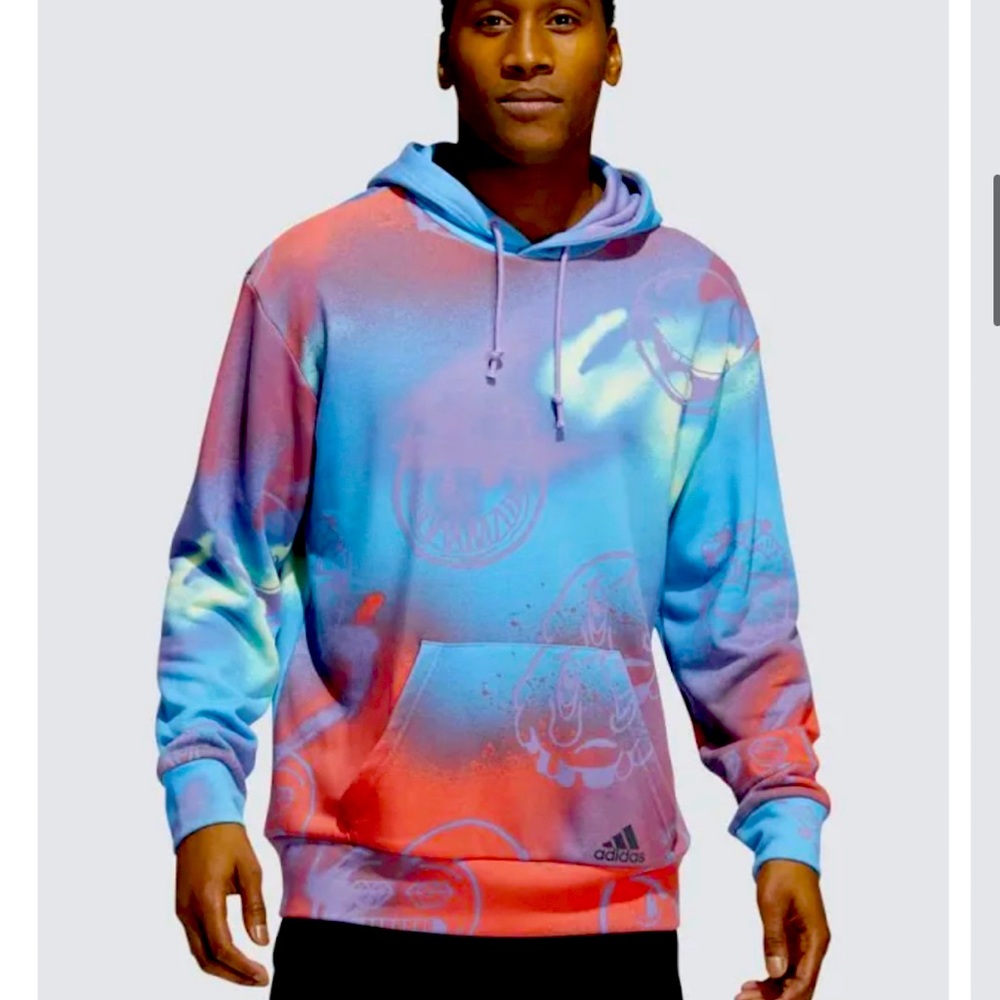 Final price 🔥NWT Adidas Big Mood French Terry Pullover Hoodie, Emoji Print, S